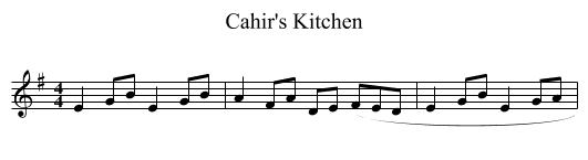 Cahir's Kitchen - staff notation