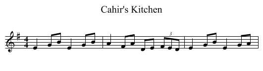 Cahir's Kitchen - staff notation