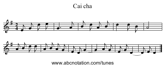 Cai cha - staff notation