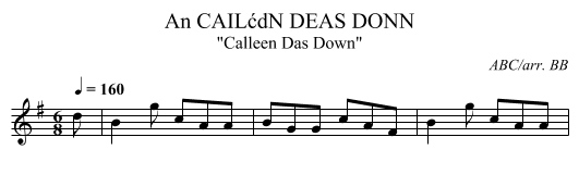 CAILćdN DEAS DONN, An - staff notation