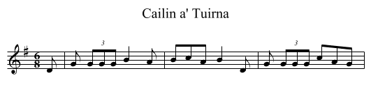 Cailin a' Tuirna - staff notation