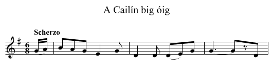Cailín big óig, A - staff notation
