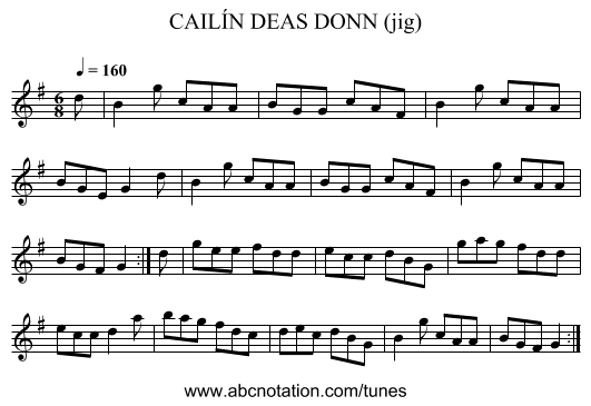 CAILÍN DEAS DONN (jig) - staff notation