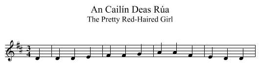 Cailín Deas Rúa, An - staff notation