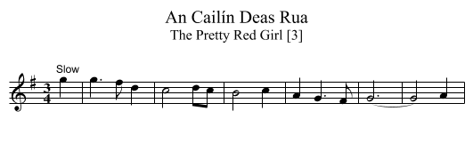 Cailín Deas Rua, An - staff notation