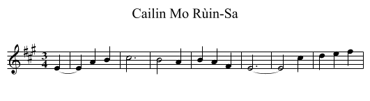Cailin Mo Rùin-Sa - staff notation