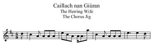Caillach nan Giùran - staff notation