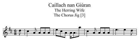 Caillach nan Giùran - staff notation