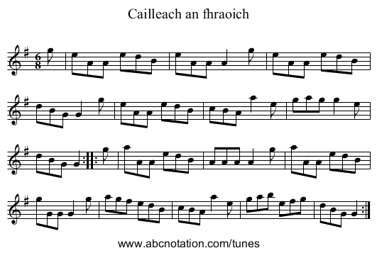 Cailleach an fhraoich - staff notation