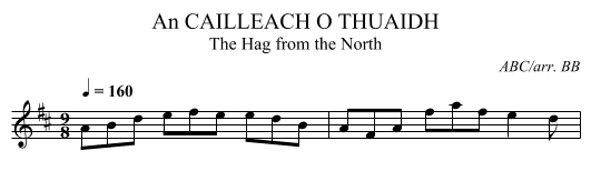 CAILLEACH O THUAIDH, An - staff notation