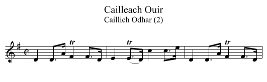 Cailleach Ouir - staff notation