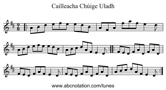 Cailleacha Chúige Uladh - staff notation