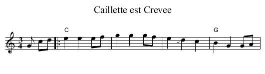 Caillette est Crevee - staff notation