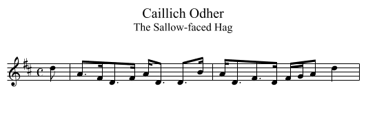 Caillich Odher - staff notation
