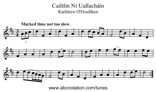 Cailtlín Ní Uallacháin - staff notation