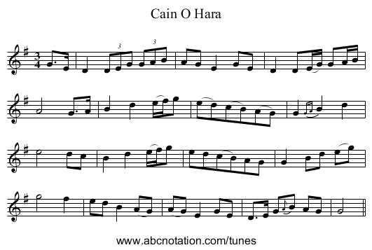 Cain O Hara - staff notation