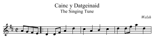 Cainc y Datgeinaid - staff notation