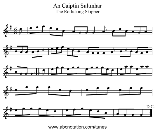 Caiptín Sultmhar, An - staff notation