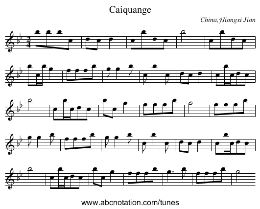 Caiquange - staff notation