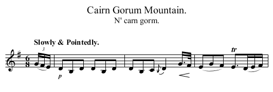 Cairn Gorum Mountain. - staff notation