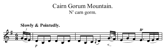 Cairn Gorum Mountain. - staff notation