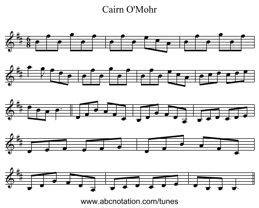 Cairn O'Mohr - staff notation