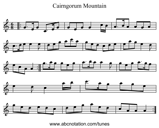 Cairngorum Mountain - staff notation