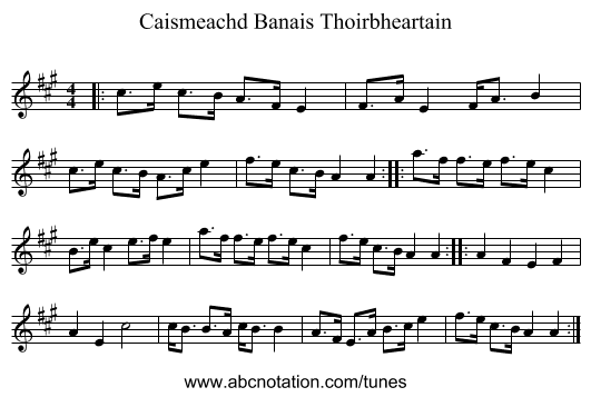 Caismeachd Banais Thoirbheartain - staff notation