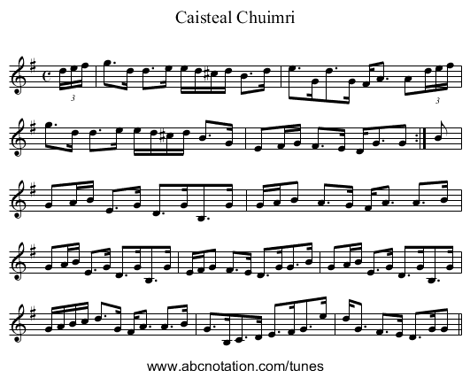Caisteal Chuimri - staff notation