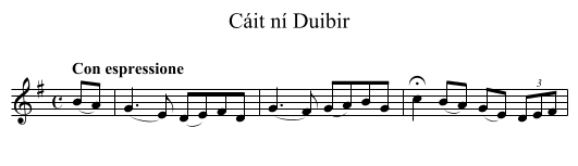 Cáit ní Duibir - staff notation