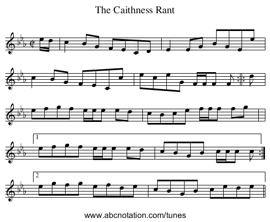 Caithness Rant, The - staff notation