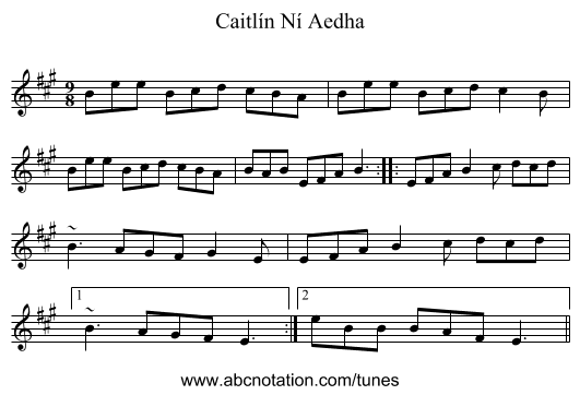 Caitlín Ní Aedha - staff notation