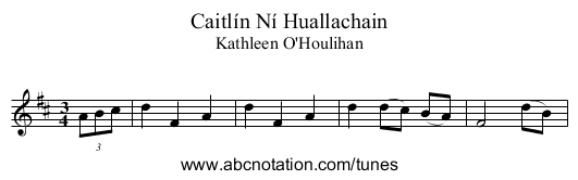 Caitlín Ní Huallachain - staff notation