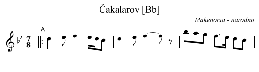 Čakalarov [Bb] - staff notation