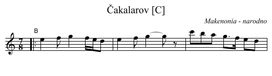 Čakalarov [C] - staff notation