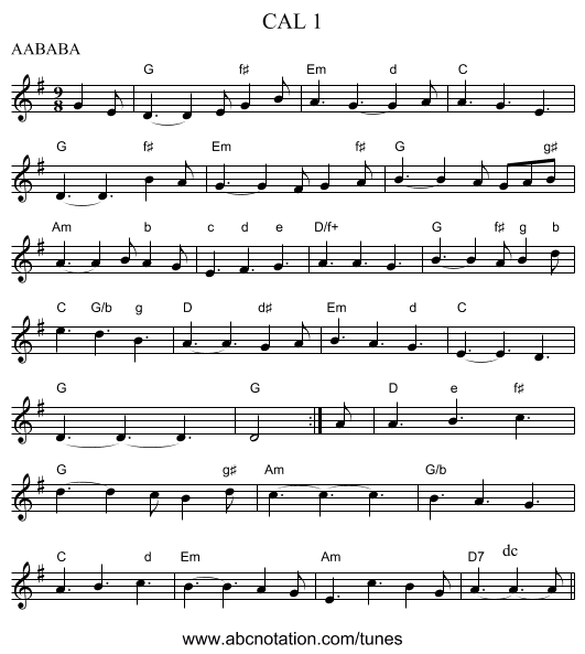 CAL 1 - staff notation