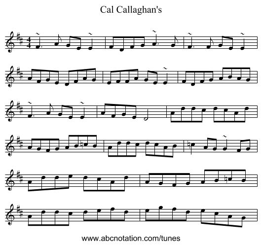 Cal Callaghan's - staff notation