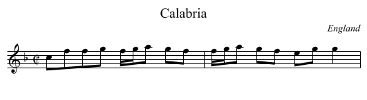 Calabria - staff notation