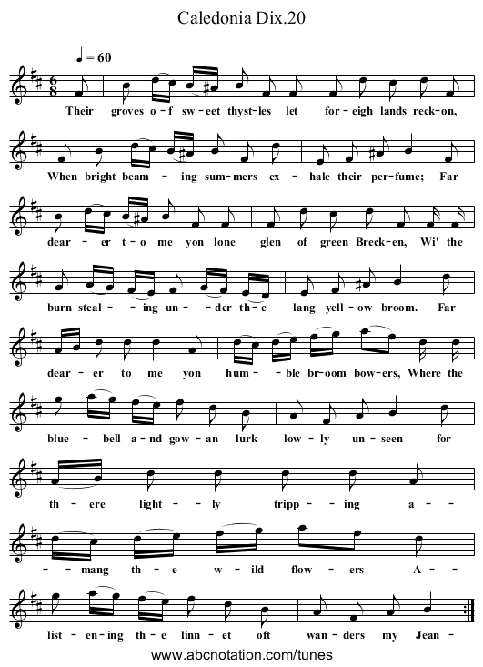 Caledonia Dix.20 - staff notation