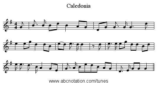 Caledonia - staff notation