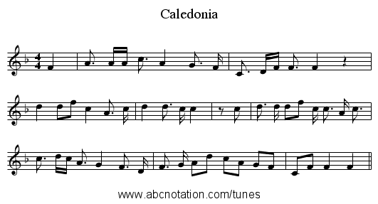 Caledonia - staff notation