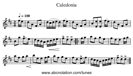 Caledonia - staff notation