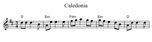 Caledonia - staff notation