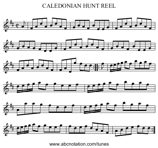 CALEDONIAN HUNT REEL - staff notation