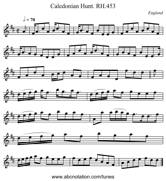 Caledonian Hunt. RH.453 - staff notation