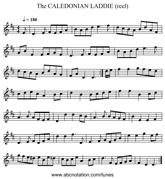 CALEDONIAN LADDIE (reel), The - staff notation