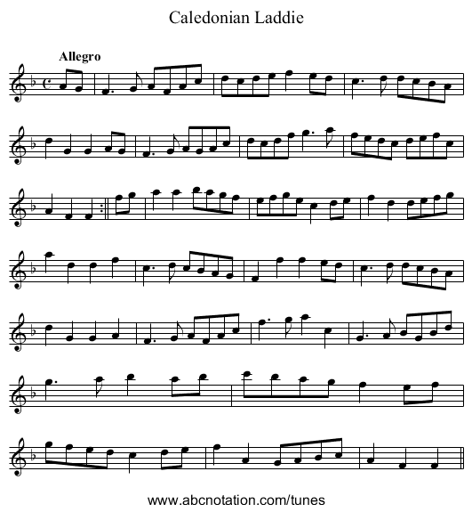 Caledonian Laddie - staff notation