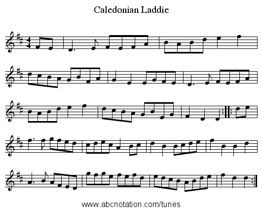 Caledonian Laddie - staff notation