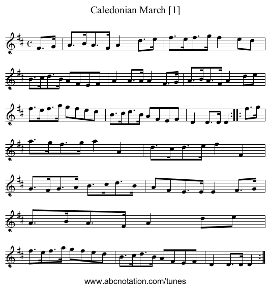 Caledonian March [1] - staff notation