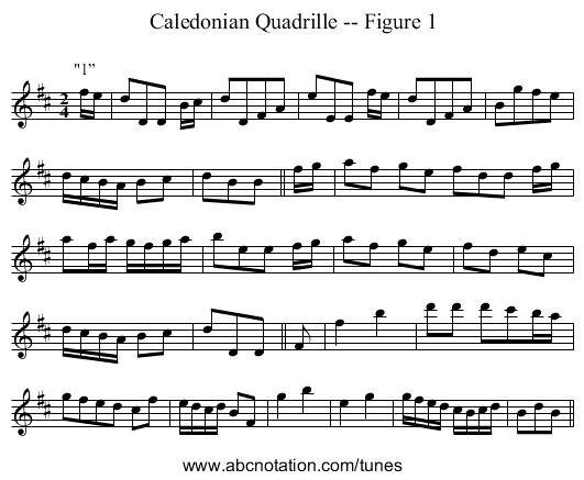 Caledonian Quadrille -- Figure 1 - staff notation